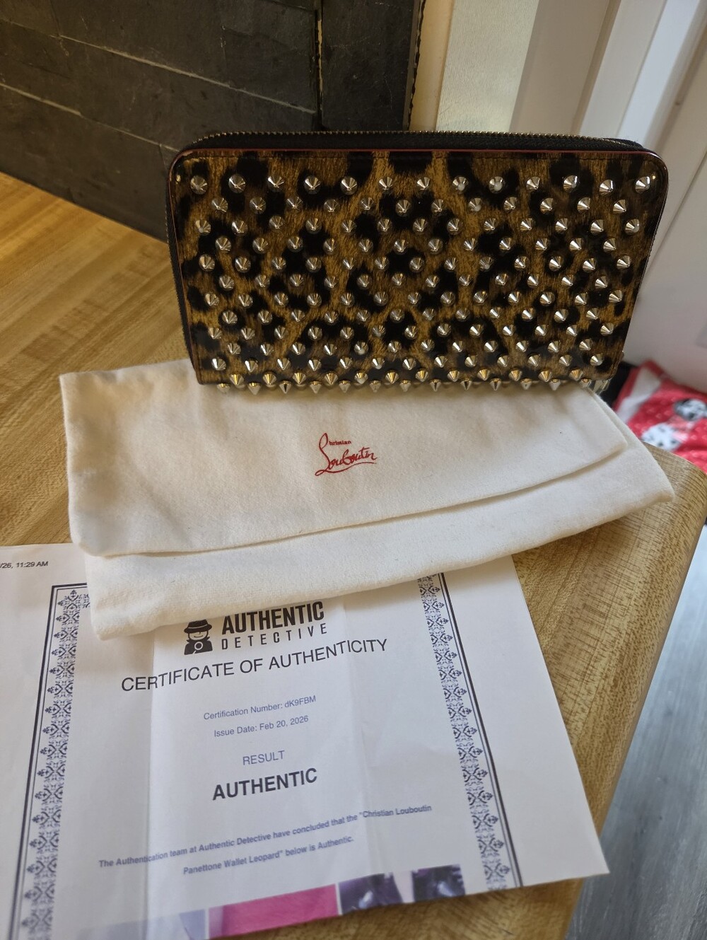 Christian Louboutin Leopard Spike Long wallet w/Dustbag & COA